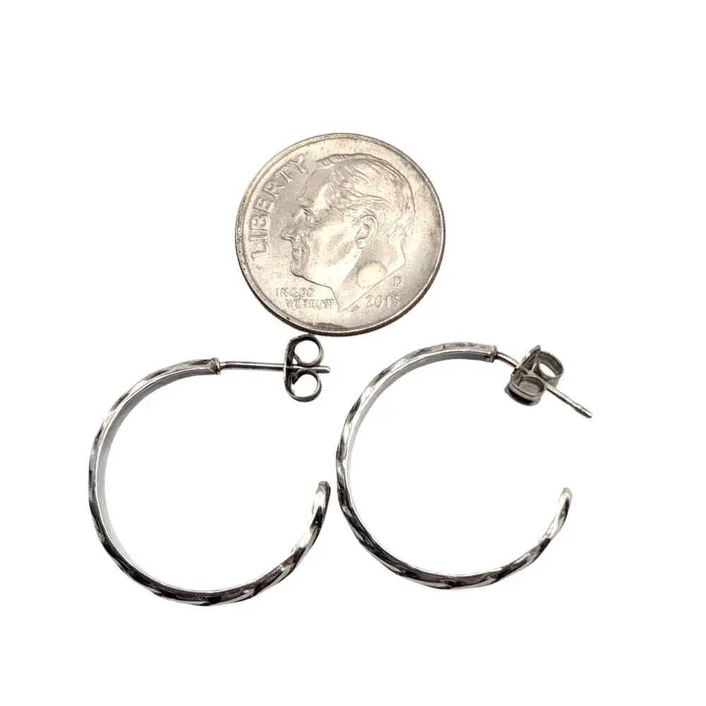 Sterling Silver 3 Pair Twisted Rope Hoop Earrings Mixed Sizes Post Back Set